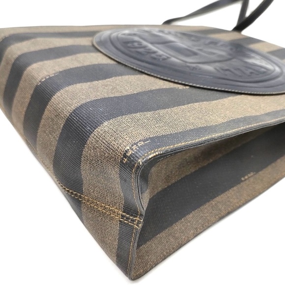 Fendi Pequin Tote Bag PVC Leather Khaki Black - Picture 5 of 9